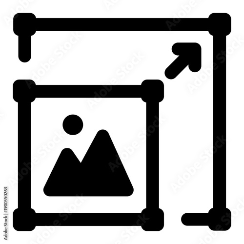 A solid style icon showing resize pixel