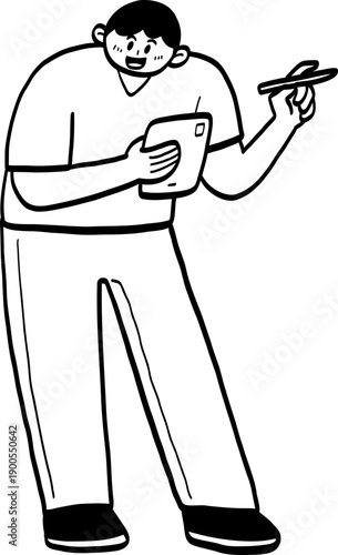 cartoon joyful man lecturing.