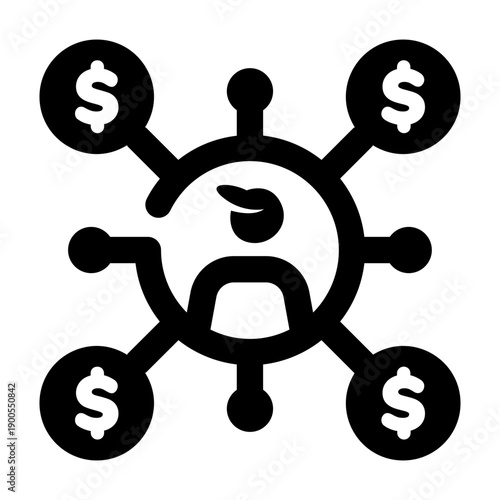 A filled style icon depicting affiliate marketing