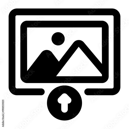 A solid style icon showing story upload