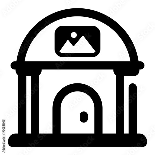 A glyph style icon representing art gallery