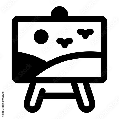 A filled style icon depicting art easel