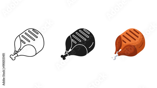 Three different colored sausage skins are shown Vector