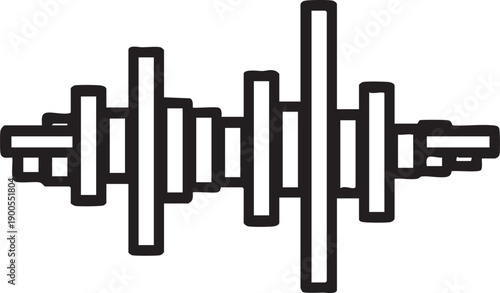 Black outline of a sound wave, isolated on white background.