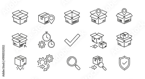 Set of Icons for Logistics and Delivery Services, Shipping and Tracking
