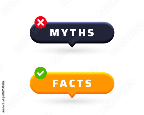 myths vs facts reality check button on white background