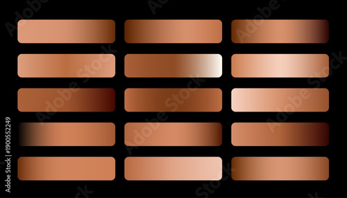 set of abstract rose gold gradient palette for ui/ux app presentation