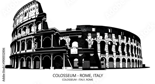 An artistic representation of the iconic Colosseum in Rome, showcasing its ancient architectural grandeur and historical significance