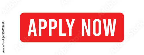 Apply Now button with red flat style for job application, form submission and UI vector