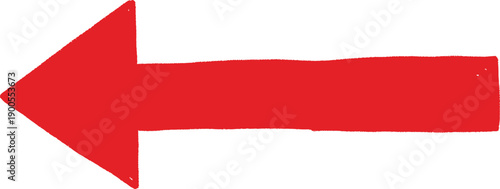 Hand drawn red arrow pointing left, simple sketch style on white background, symbol for direction, navigation, or rejection.