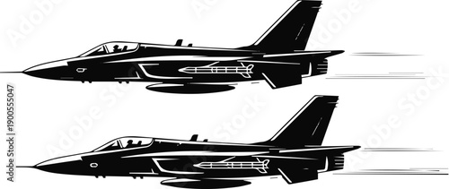 Side profile fighter jets with copy space and dynamic angle