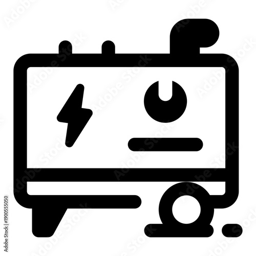 A solid style icon showing power generator