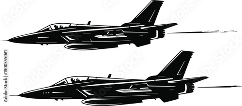 Speed and power concept with fighter jets in motion