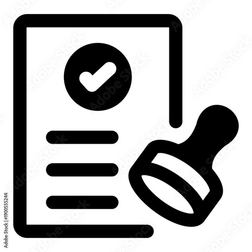 A filled style icon depicting approval