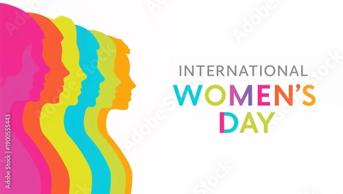 International women s day celebration with colorful silhouette profiles