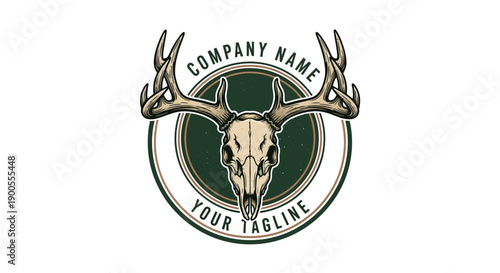 Deer Skull Antlers Emblem Company Name Your Tagline Rustic Emblem Design