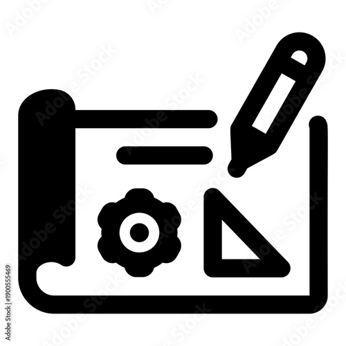 A glyph style icon representing package delivered