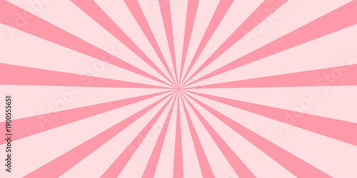 Candy color sunburst background. Abstract pink cream sunbeams design wallpaper. Colorful spinning lines for template, banner, poster, flyer. Sweet rotating cartoon swirl or whirlpool. Vector backdrop