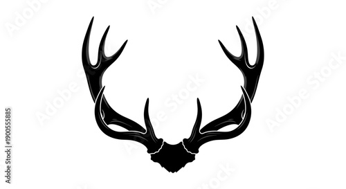 Black Silhouette of Deer Antlers Forming a Decorative Archway Against White Background