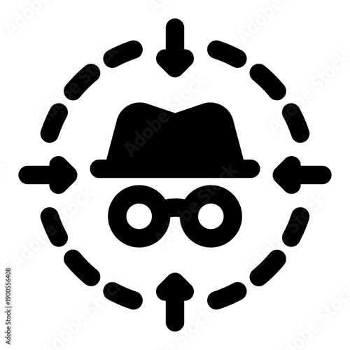 A glyph style icon representing threat detection