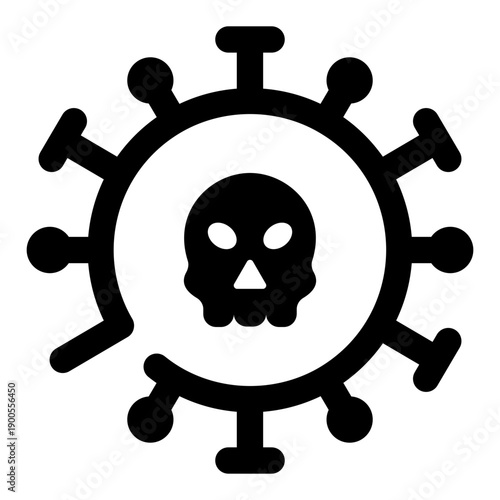 A filled style icon depicting a virus