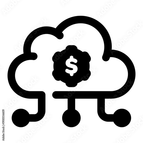 A glyph style icon representing fintech industry