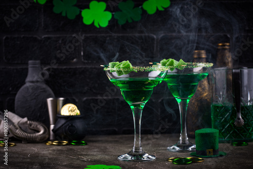 Green cocktail for St. Patrick day