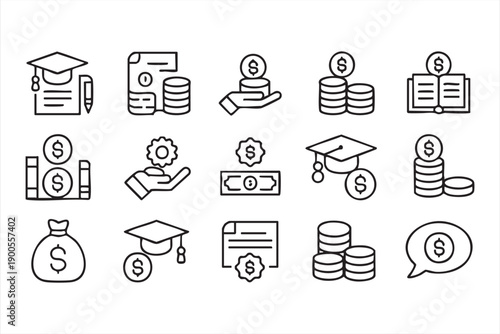 Education Budget and Funding Icons for Schools and Colleges