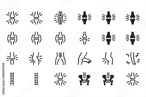Medical Anatomy Icons Featuring Knee Joint and Spine Disorders