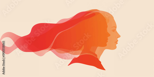 thoughtful mini-step: <thought> Artistic silhouette profile of a beautiful lady with flowing hair and vibrant red lips featuring a heart shape symbol for fashion and beauty design