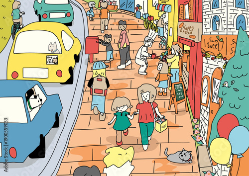 賑わう町のお散歩