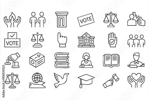 Human Rights and Justice Line Icons for Nonprofit and NGO Use