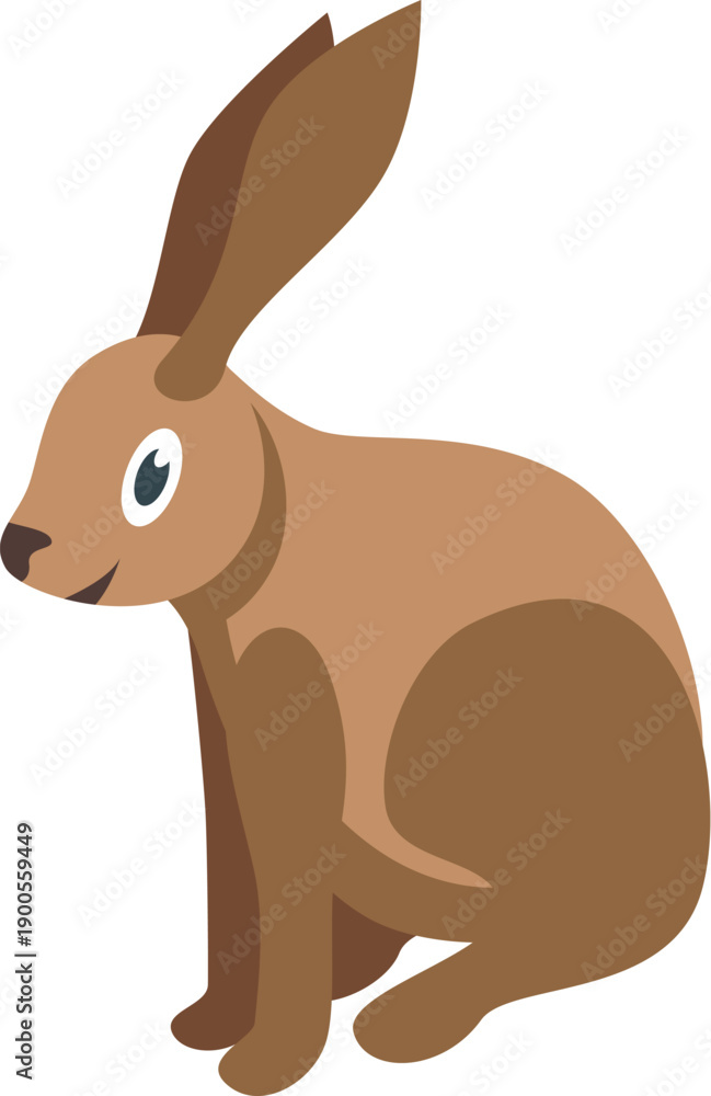 Fototapeta premium Isometric view of a brown hare sitting calmly, observing its surroundings with attentive eyes