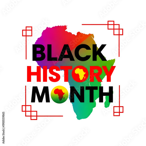Vibrant Black History Month celebration with colorful African continent map