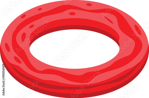 Bright red inflatable ring, ideal for pool parties, beach days, and summer vacations