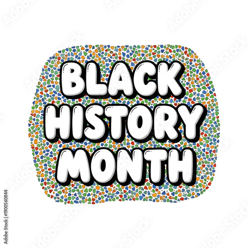 Vibrant Black History Month celebration with colorful mosaic background