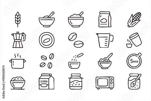 Clean Line Food Ingredient Icons for Nutrition and Packaging Design