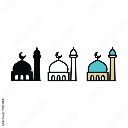 mosque icon set