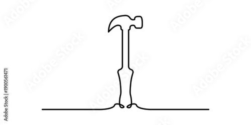 Labour day symbol simple hammer continuous line art minimalist vector design