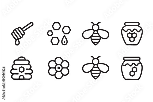 Organic Honey and Beekeeping Symbol Icon Collection