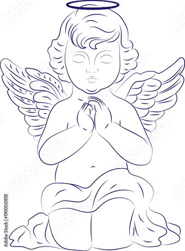   My little angel confection icon praying sketch cute handdrawn outline.eps
