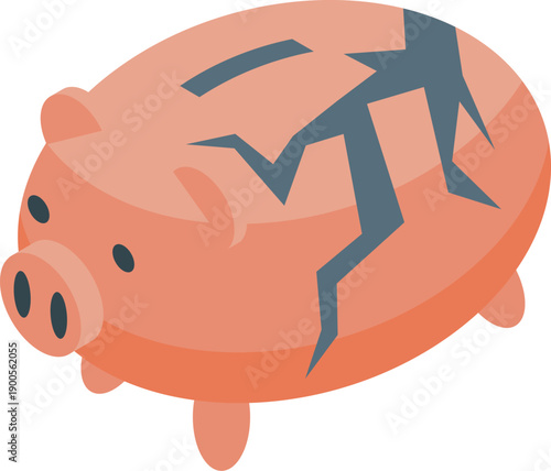 Cracked piggy bank representing economic hardship, savings loss, and financial instability