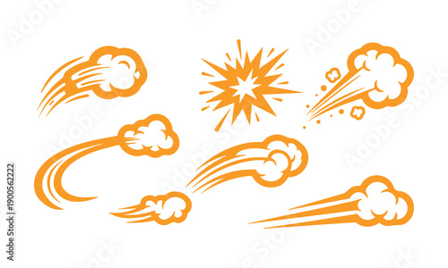 Cartoon Smoke Explosion Vector Set
