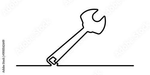 Wrench tool continuous line art vector illustration for labour day celebration