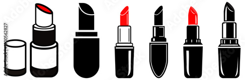 Lipstick icon simple style vector on white background, black lipstick tube, women accessory, beauty product. Vector illustration