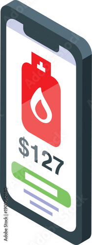 Mobile application displaying current fuel cost and tank level, providing convenient monitoring of expenses and fuel reserves