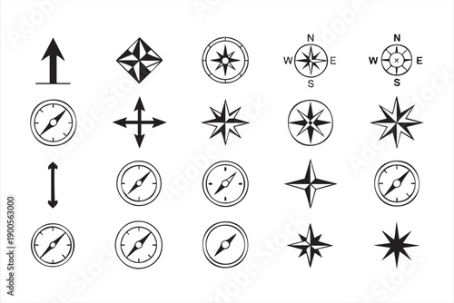Compass Direction Icons for GPS and Location Interfaces