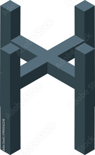 Intricate impossible figure composed of geometric shapes forming an optical illusion, challenging spatial perception