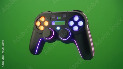 Modern Wireless Game Controllers Rotating on Green Screen for Compositing and Visual Effects