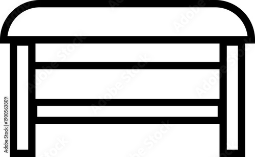 bench with hinged lid icon, modern furniture symbol for interior design, home organization, seating and storage solution, furniture making, minimal flat vector for UI, web, app, and print use